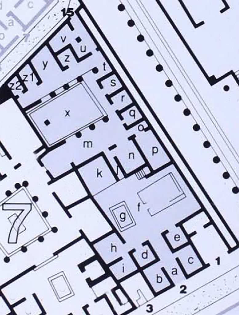 VII.7.2 Pompeii. Domus di Trittolemo or House of Tryptolemus or House of the Cissonii or House of L. Calpurnius Diogenes
Room Plan